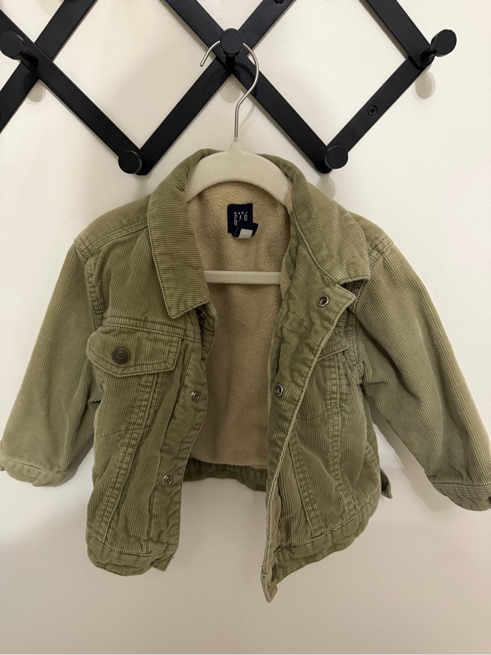 Corduroy Lined Kids Jacket - Olive Green